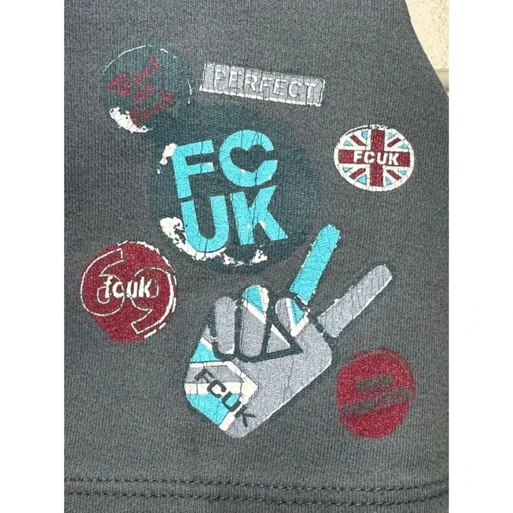 Fcuk jeans vintage T-shirt L cotton petrol blue small graphics